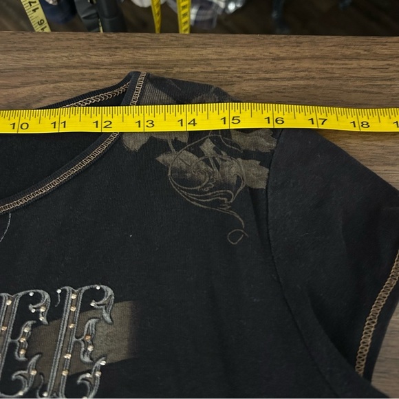 Blue canyon Y2K Black Graphic Women's Top L - Picture 6 of 9